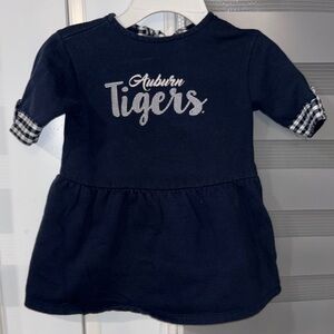 Navy Dress with Checkered Accents